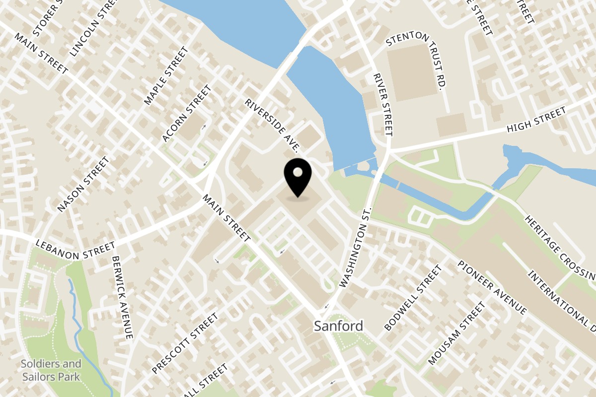 Map showing the location of Pho Time on 890 Main St in Sanford